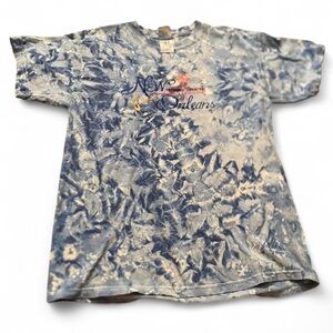 Women’s Blue Tie-Dye New Orleans French Quarter Embroidered Shirt Size M